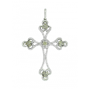 1.34 ct Champagne Diamond Cross 18k White Gold Pendant