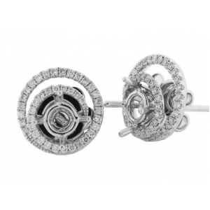 .53 ct Diamond 18k Gold Jacket Semi Mount double Loop Stud Earrings