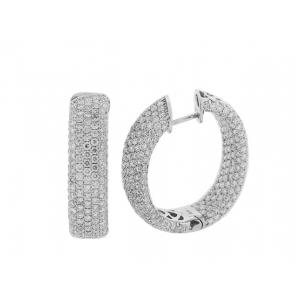 7.77ct Pave Diamond Inside & Out 18k Gold Hoop Earrings