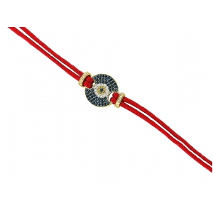 Red String Diamond Sapphire 18k Gold Evil Eye Bracelet