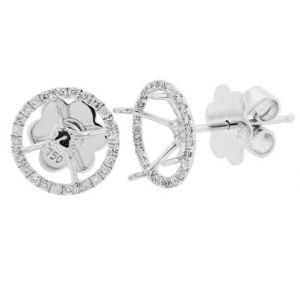 Diamond Semi Mount 18k White Gold Martini Set Stud Earrings