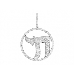 18k Gold 1.3 ct Diamond Pave Chai Life Charm Pendant