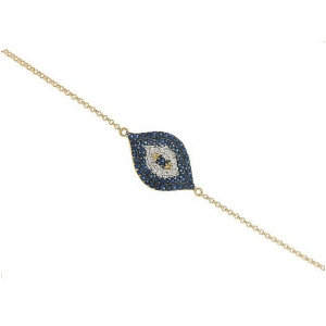 Diamond & Blue Sapphire 18k Gold Evil Eye Bracelet