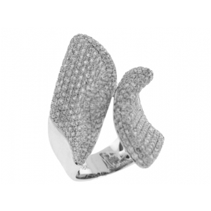 4.6 ct Pave Round Diamond Swirl Ring in 18k White Gold