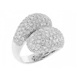 4.30 ct Pave Diamond Swirl Design 18k White Gold Ring