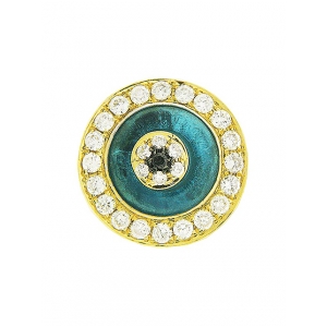 Round Diamond Kabbalah Evil Eye 18k Yellow Gold Pendant