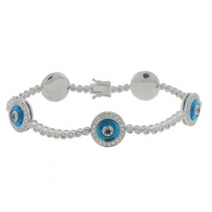 2.39 ct Diamond & Topaz Evil Eye 18k White Gold Bracelet