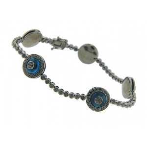 2.55ct Black Diamond & Topaz 18k Gold Evil Eye Bracelet