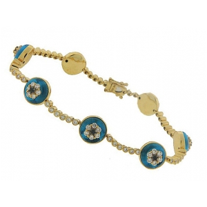 2.20ct Bezel Set Diamond 18k Yellow Gold Evil Eye Bracelet