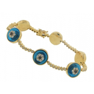 1.89 ct Bezel Set Diamond 18k Yellow Gold Evil Eye Bracelet