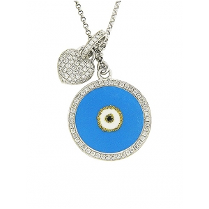 1.15 ct Diamond Evil Eye with Heart 18k Gold Charm Pendant