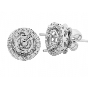 .41 ct Diamond 18k Jacket Semi Mount Round Stud Eearrings
