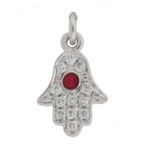 Pave Diamond 18k White Gold Hamsa Hand Charm