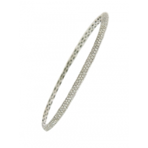 2.22ct Pave Diamond & 18k Solid White Gold Bangle Bracelet