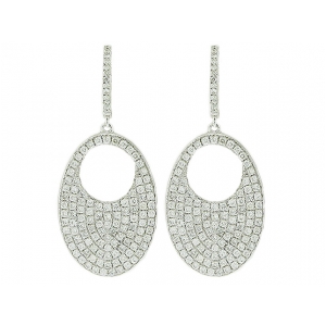 2.31 ct Oval Shape Hoop & Dangle Diamond Earrings