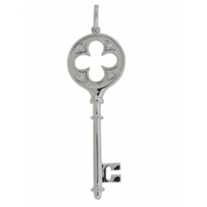Diamond 18k White Gold Fashion Key Pendant