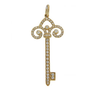 Pave Diamond 18k Yellow Gold Key Pendant