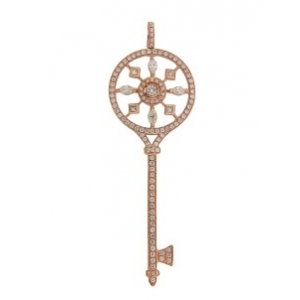 1.12 ct Diamond 18k Rose Gold Ladies Key Pendant