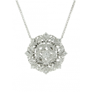 1.02ct Diamond Circle Shape Multi Hearts & Center Stone Pendant Necklace