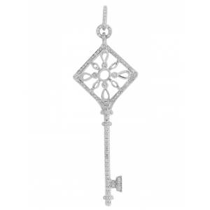 .65 ct Diamond 18k White Gold Square Key Pendant