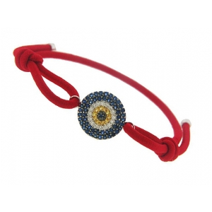 Diamond & Sapphire 18k Gold Evil Eye Red String Bracelet