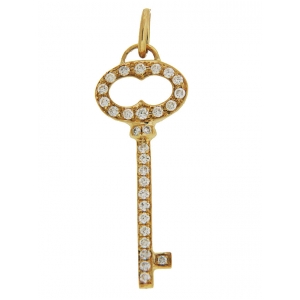 Pave Diamond 18k Yellow Gold Key Pendant