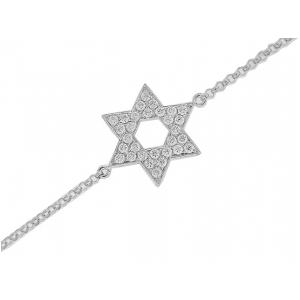 Pave Diamond 18k Gold Star of David Charm Bracelet
