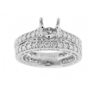 1.69 ct Pave Diamond 18k Gold Bridal Set Wedding Rings