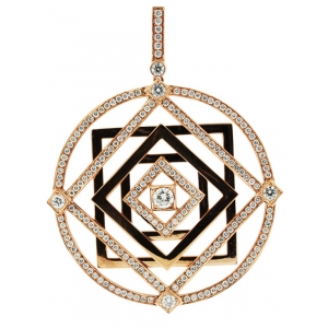 2.68ct Pave Diamond & 18k Pink Gold Multi Diamond Shape Pattern Circle Pendant