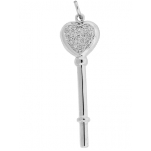 Pave Diamond 18k White Gold Locket Key Pendant