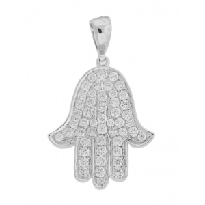 1.0ct Diamond 18k White Gold Evil Eye Hamsa Pendant