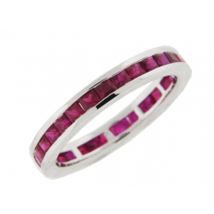 2.28ct Square Ruby 18k White Gold Eternity Ring