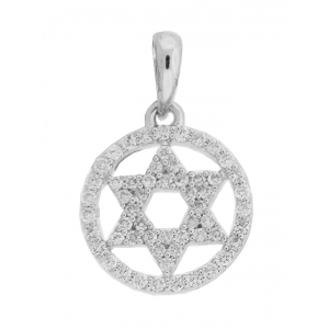 Diamond Circle Star of David 18k Gold Pendant