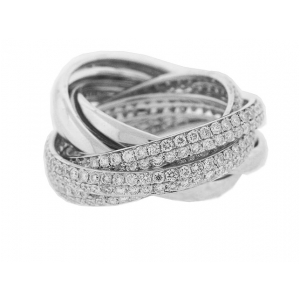 2.72ct Pave Diamond 6 Band 18k White Gold Rolling Ring