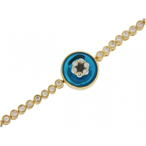 1.41ct Bezel Set Diamond 18k Gold Evil Eye Bracelet