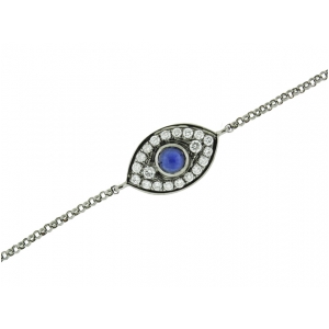 Diamond & Sapphire 18k Black Gold Evil Eye Bracelet