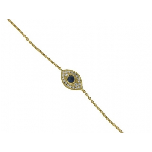 Diamond Sapphire 18k Yellow Gold Evil Eye Bracelet