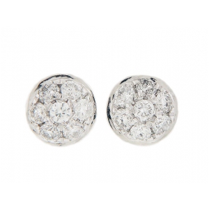 18k Solid White Gold Pave Diamond Circle Shape Stud Earrings
