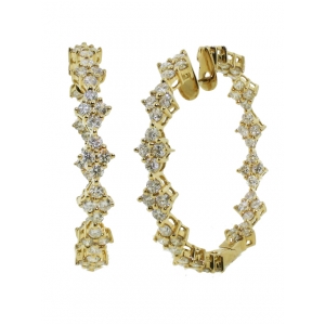 4.47ct Diamond Shape Diamond 18k Solid Yellow Gold Hoop Earrings