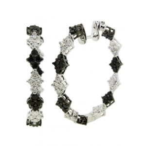 4.64ct Black & White Pattern Diamond Shape Diamond Hoop Earrings