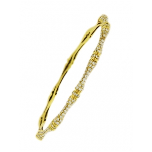 18k Yellow Gold & 2.16ct Pave Diamond Bangle Bracelet