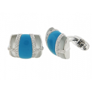 0.62ct Diamond & Turquoise 18k White Gold Cufflinks