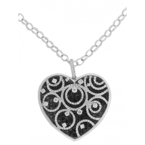 12.40ct White & Black Diamonds 18k Gold Heart Necklace