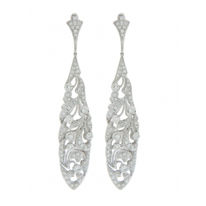 Pear Shape & Leaf Design 3.91ct Diamond Dangle Earring