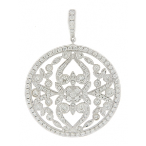 3.48ct Diamond 18k White Gold Circle Pendant