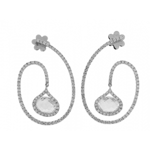 Diamond & White Topaz 18k White Gold Dangle Earrings