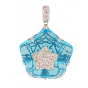 0.67ct Diamond & Blue Topaz Star Shape Pendant