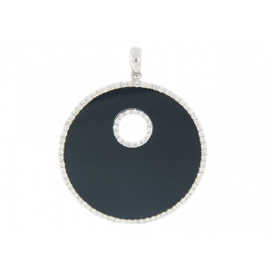 0.80ct Diamond & Oynx Circle Shape Pendant