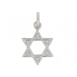 18k White Gold Diamond Star of David Pendant