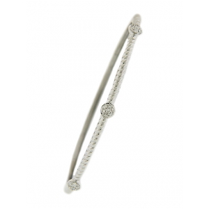 18k Solid White Gold Circle Shape Pave Diamond Bangle Bracelet